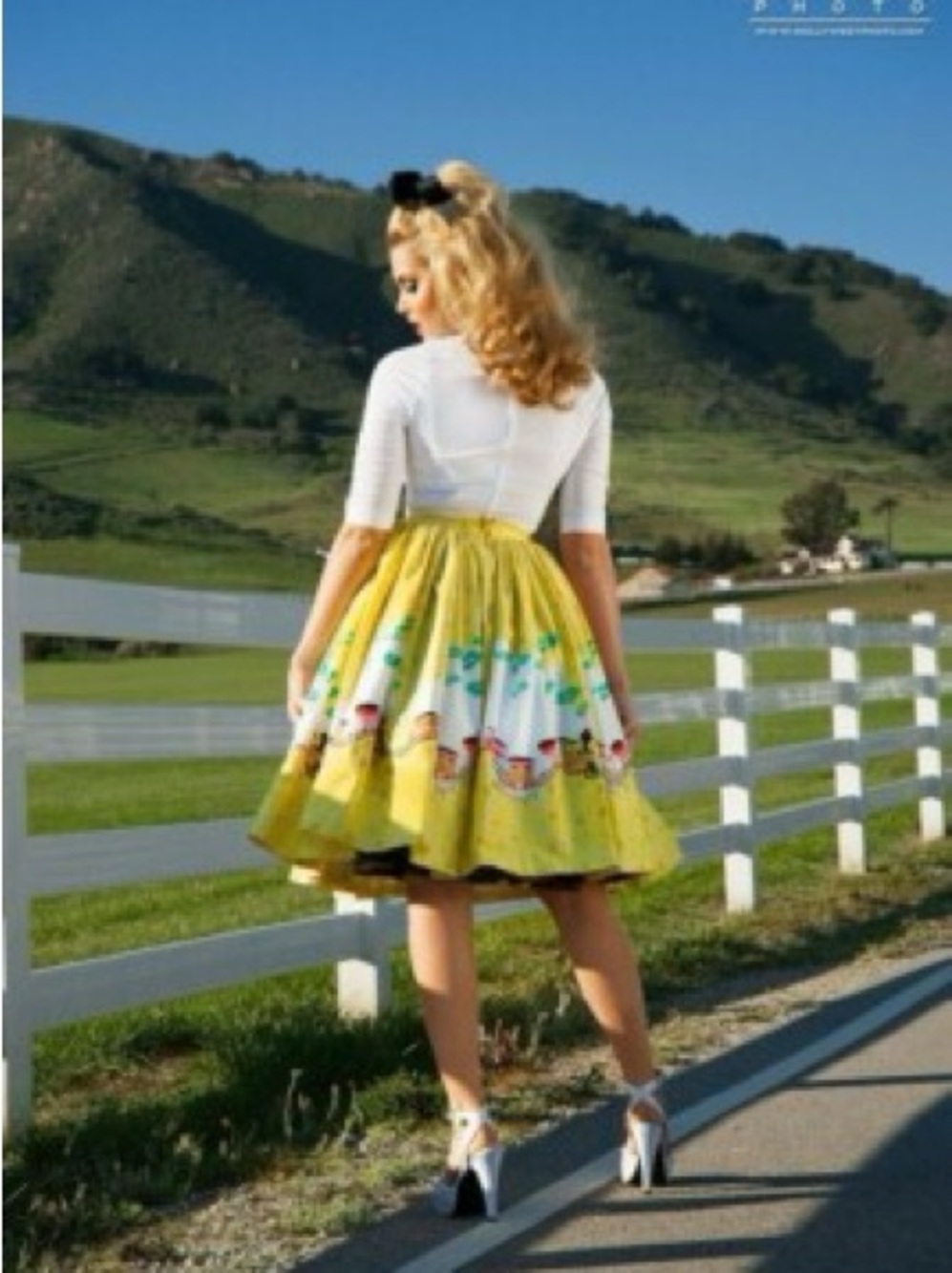 Mary Blain pinup couture train skirt Vintage-Style Circle Skirt - Picture 6 of 11